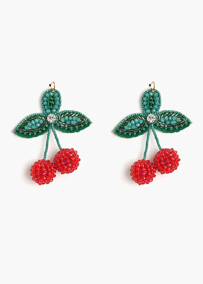 Cherry Charm Beaded Earrings