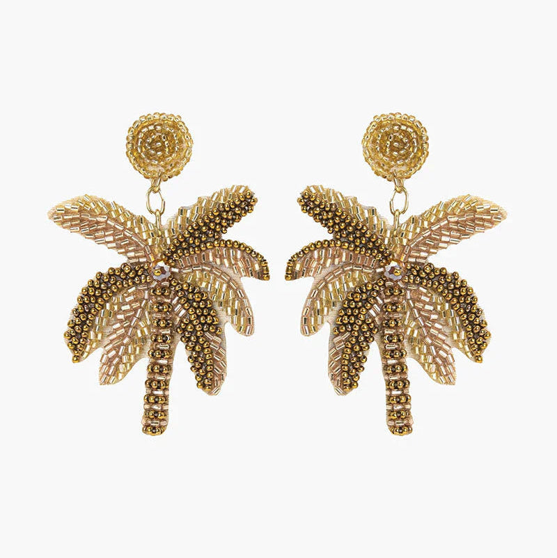 Island Palm Tree Beaded Earrings