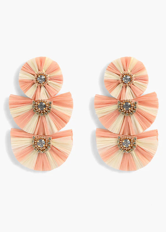 Blush Two Tone Raffia Earrings