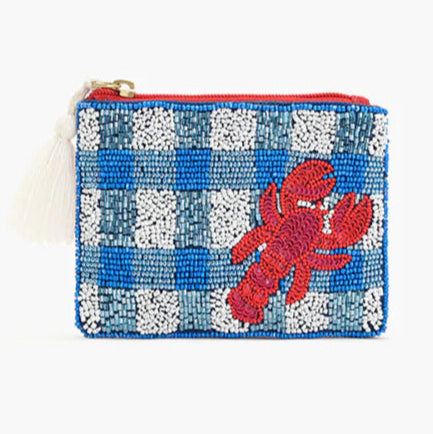 Check Mate Lobster Beaded Coin Pouch