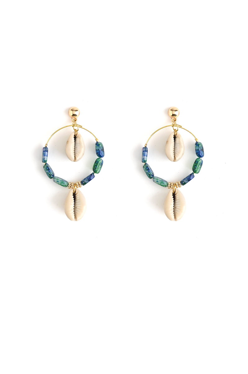 Aqua Shore Charms Beaded Earrings