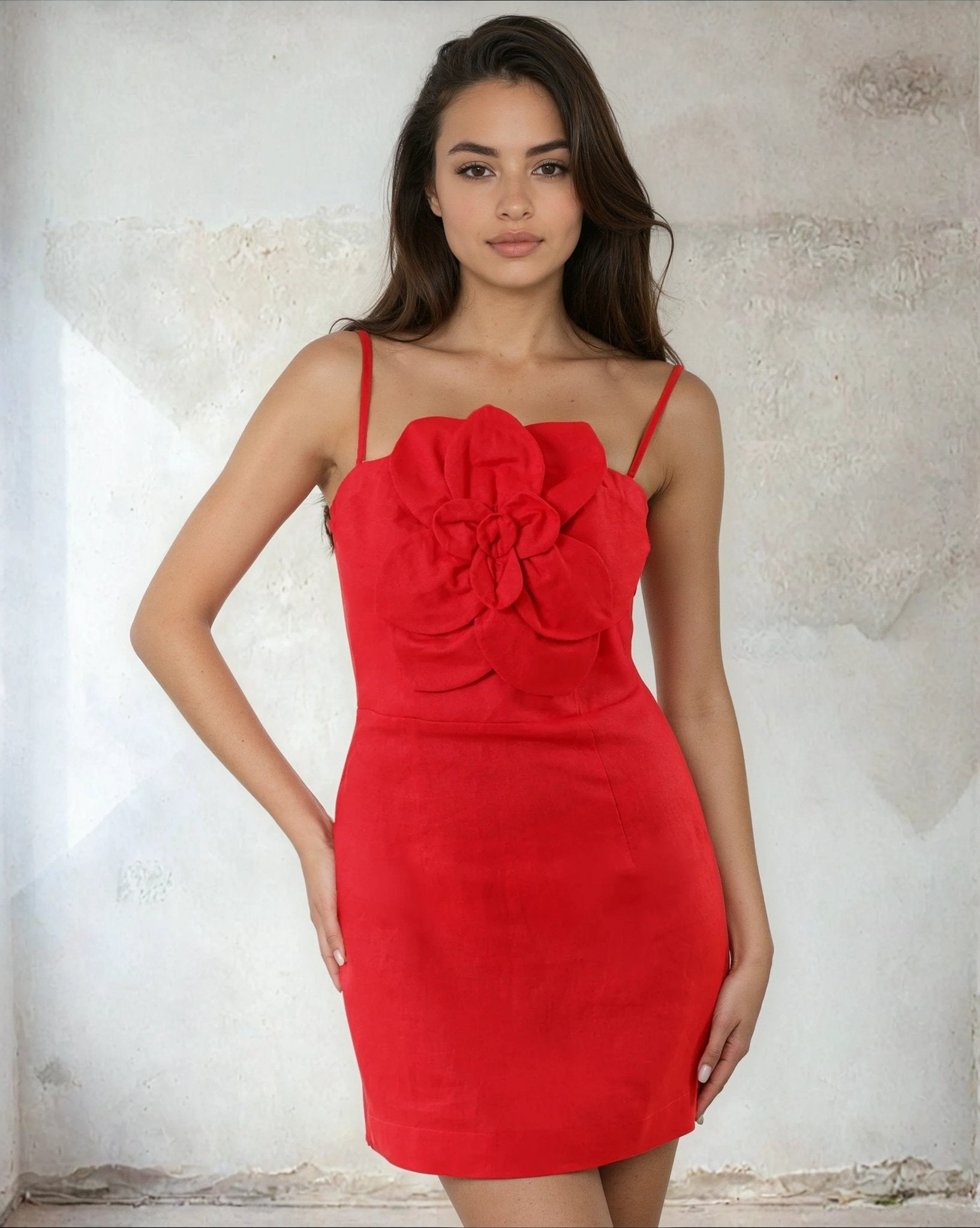 ALINA LINEN DRESS RED / M ALINA LINEN DRESS RED / M