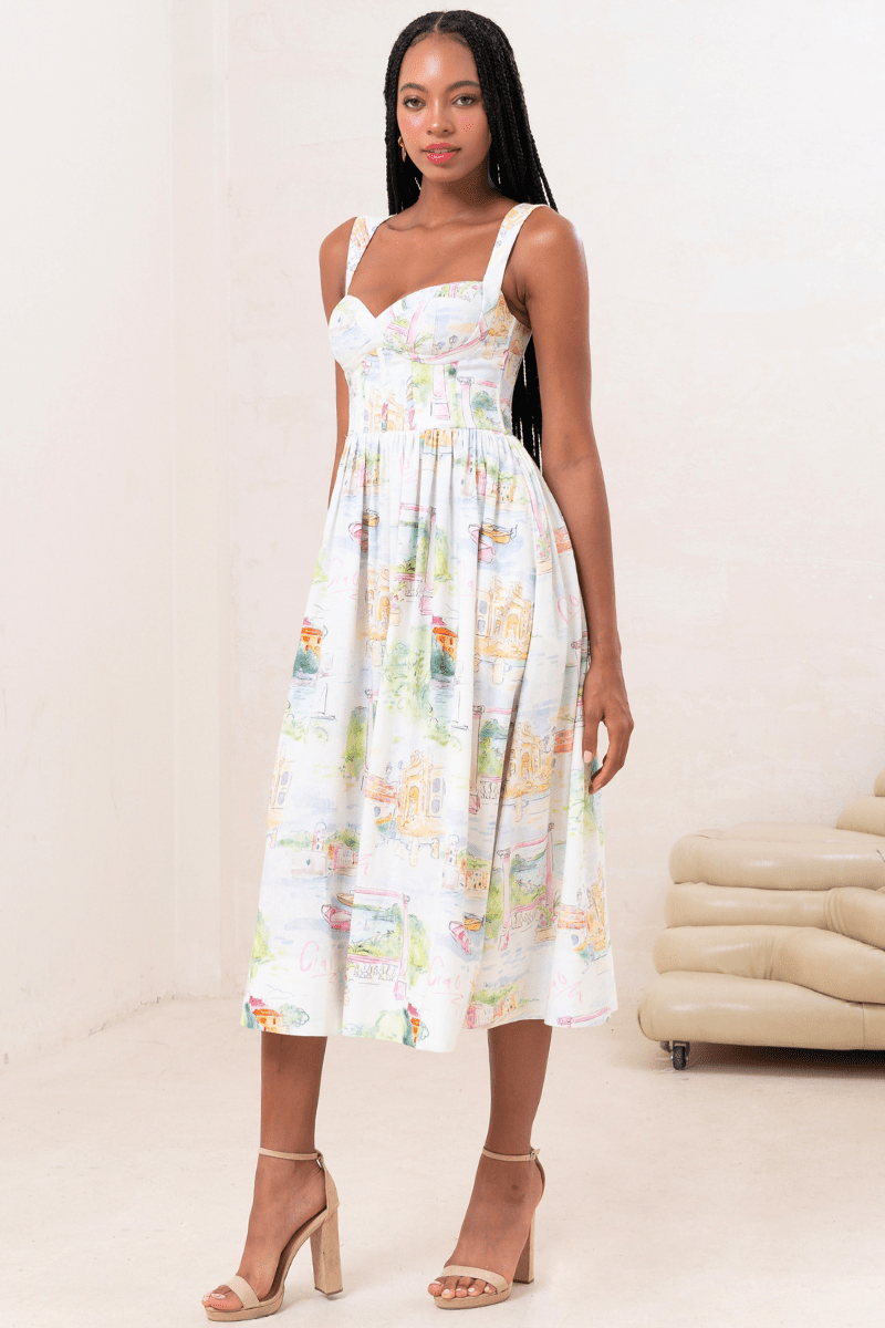 knee length dresses for ladies White Bridgette Midi Dress