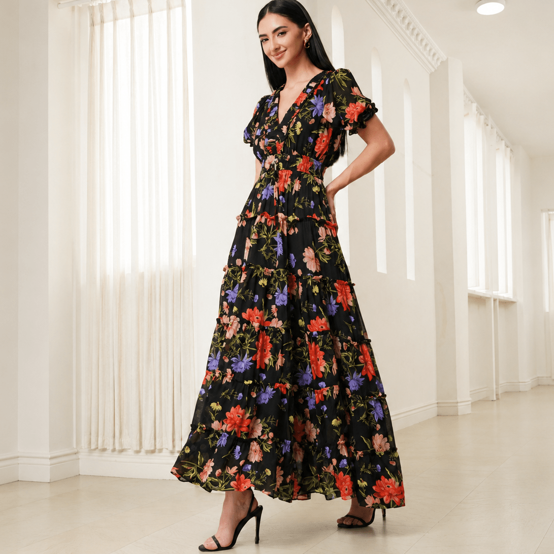 yumi kim maxi dress FARRAH GARDEN BLOOM Black / L Colour:LIME colorgrp-23456 S23 *Dry clean or Elegant Black Wedding Dresses