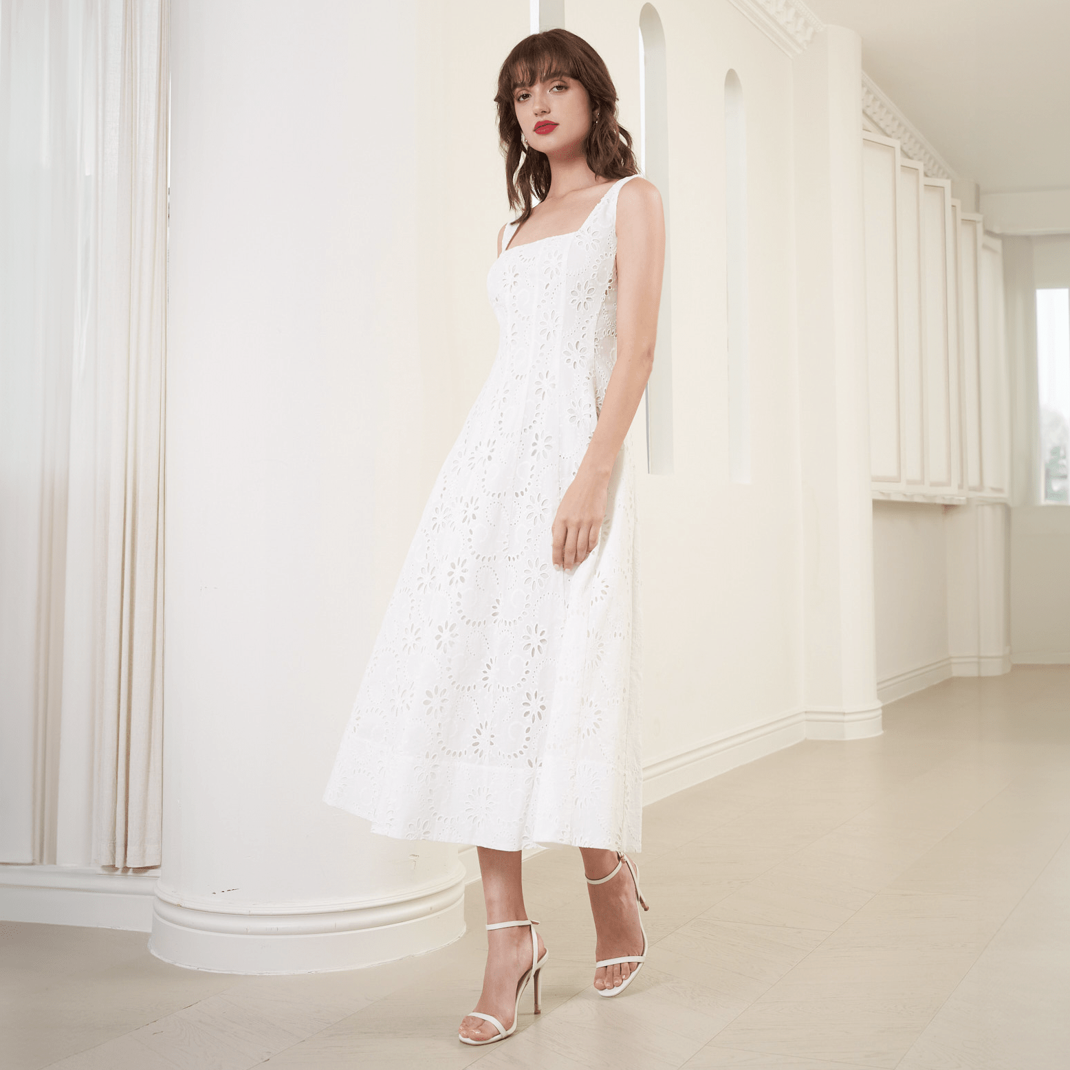 formal dresses athens FREYA DRESS EYELET / L Very elegant Size:8 Drawer Black Formal Dresses 2026 queen