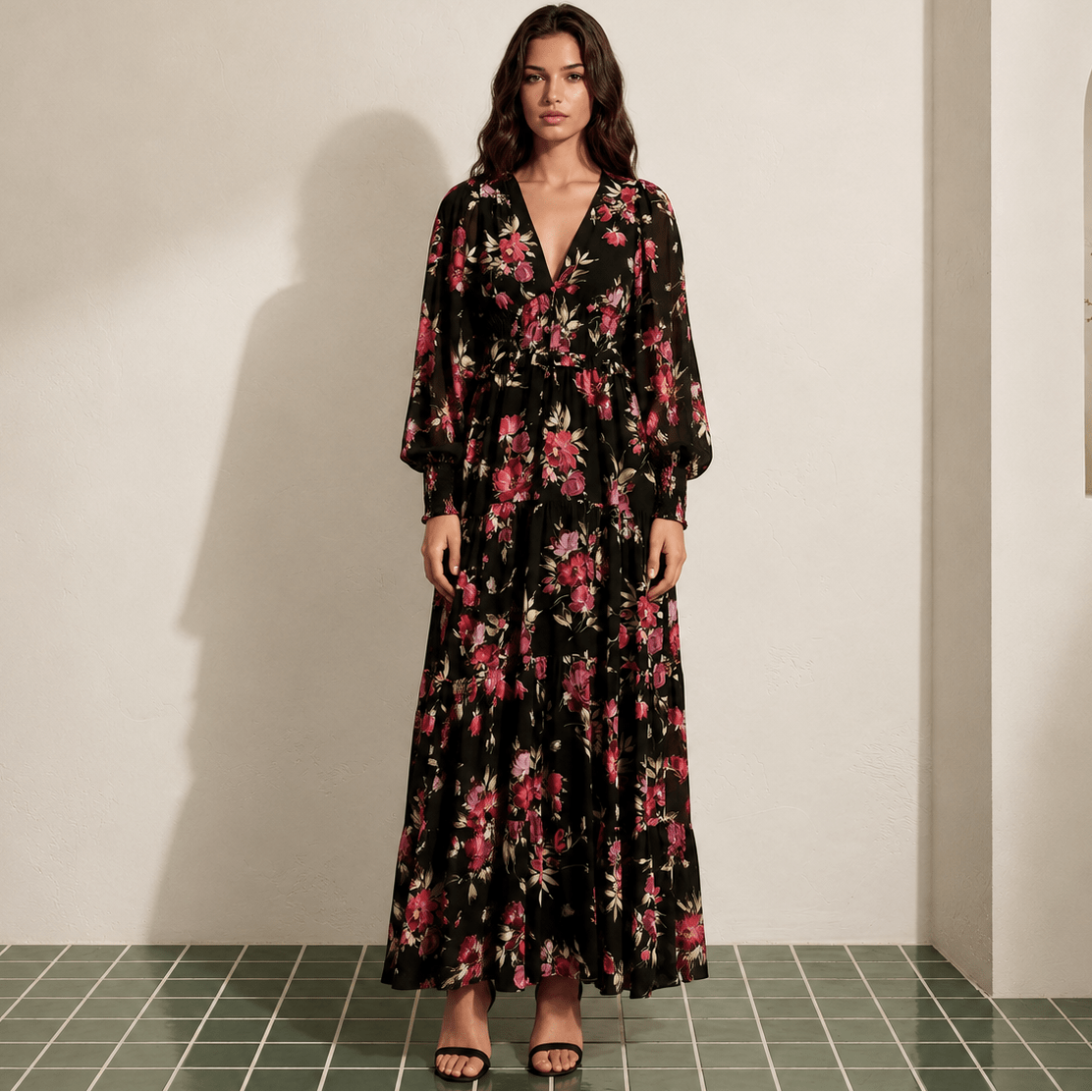 yumi kim maxi dress Frida New LOVE Crimson / XL Colorful Embroidery Dusty Blue Plunge Long stopping entrance in our Price:880