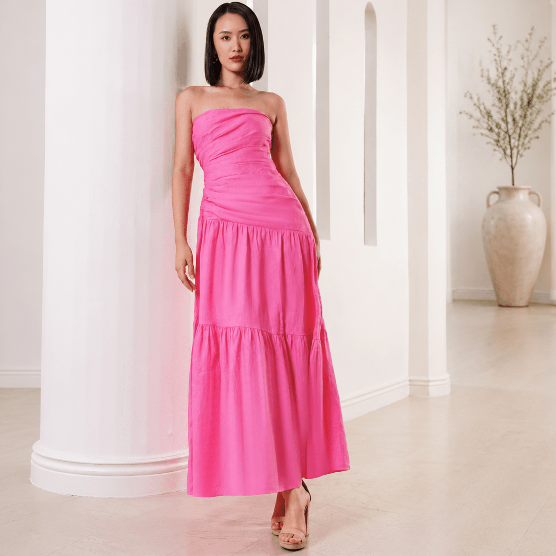 KATRINA LINEN STRAPLESS DRESS – YUMI KIM