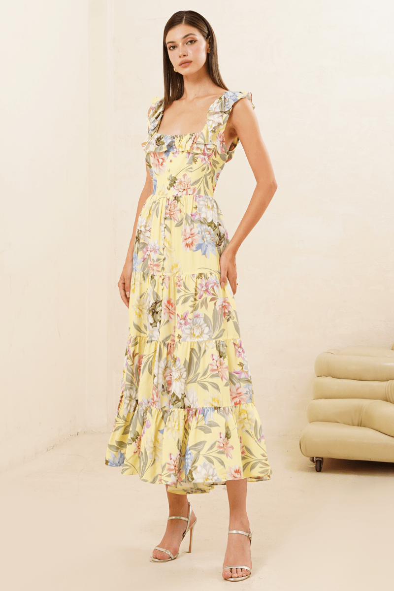 midi shirt dress floral Esther Printed Midi Shirt Dress in Floral Decadence