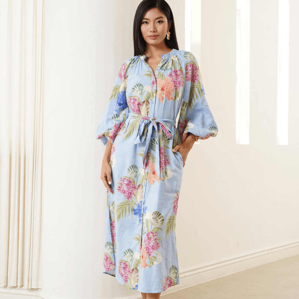 yumi kim dream silk maxi dress Yumi Kim Silk Maxi Dress Small Blue Pink Green Dream Floral Long Sleeveless Flaw