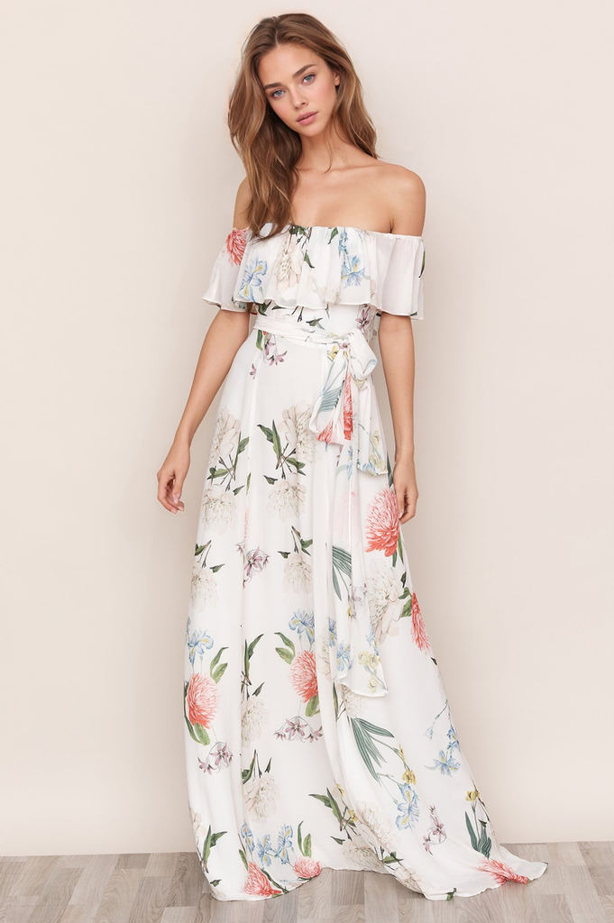 Off Shoulder Floral Dress | Carmen Maxi Dress | YUMI KIM