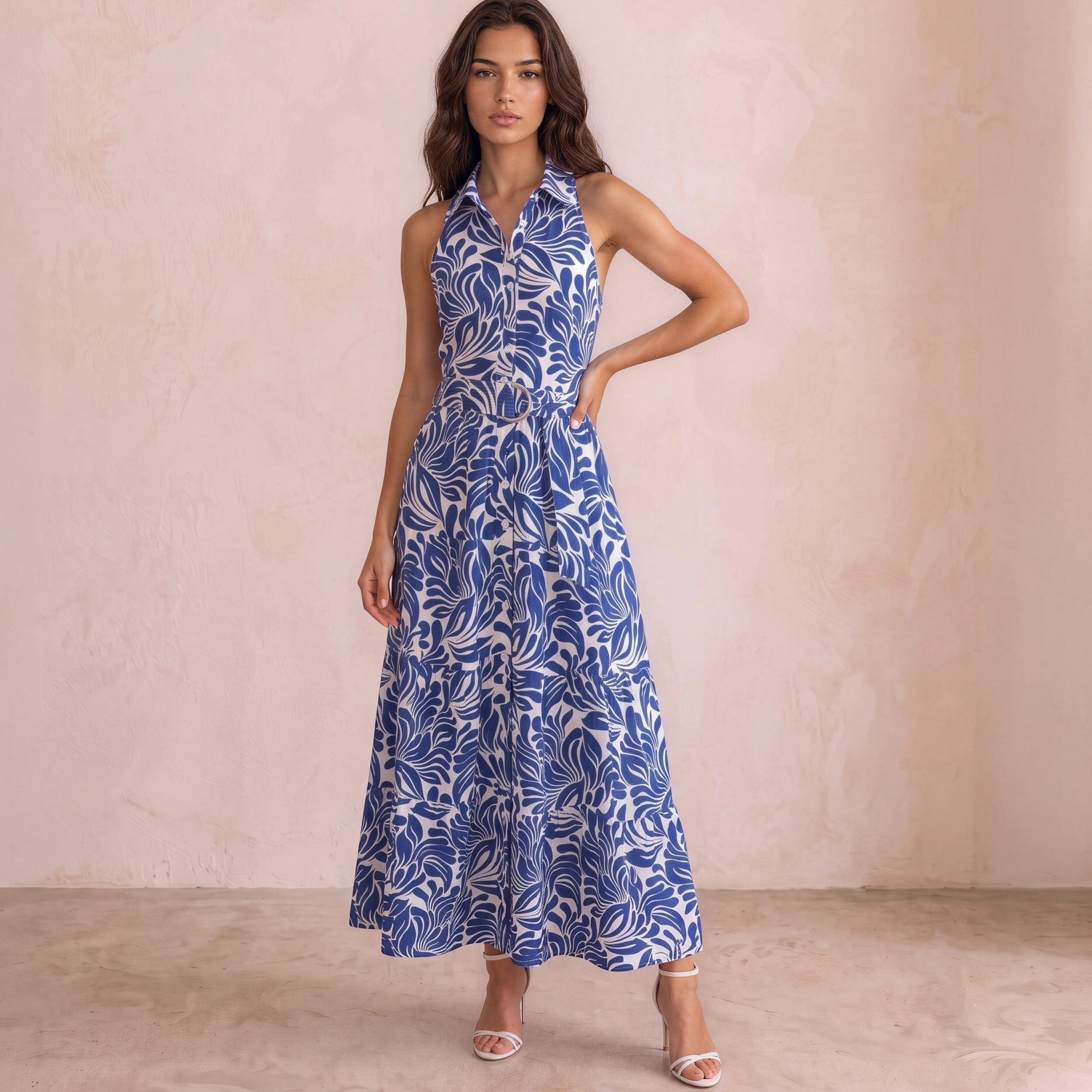 RILEY BLUE MAXI DRESS MALLORCA BLUE / XS