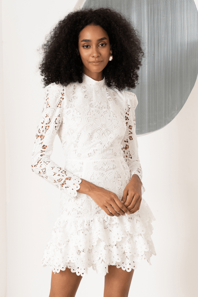 chinese dress ladies Antoinette Embroidered Cotton Midi Dress in White S main image 0