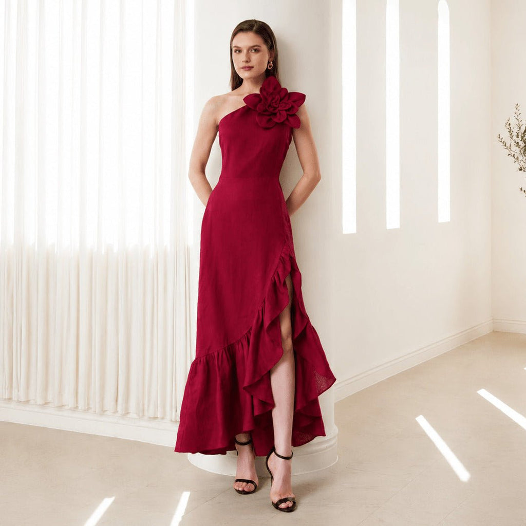 black bohemian wedding dress Tulle Long Sleeves Boho Dresses With Lace Appliques, MW1049 All dresses come with style-wedding-guest Color:Chestnut Beach Dresses Resort Wear