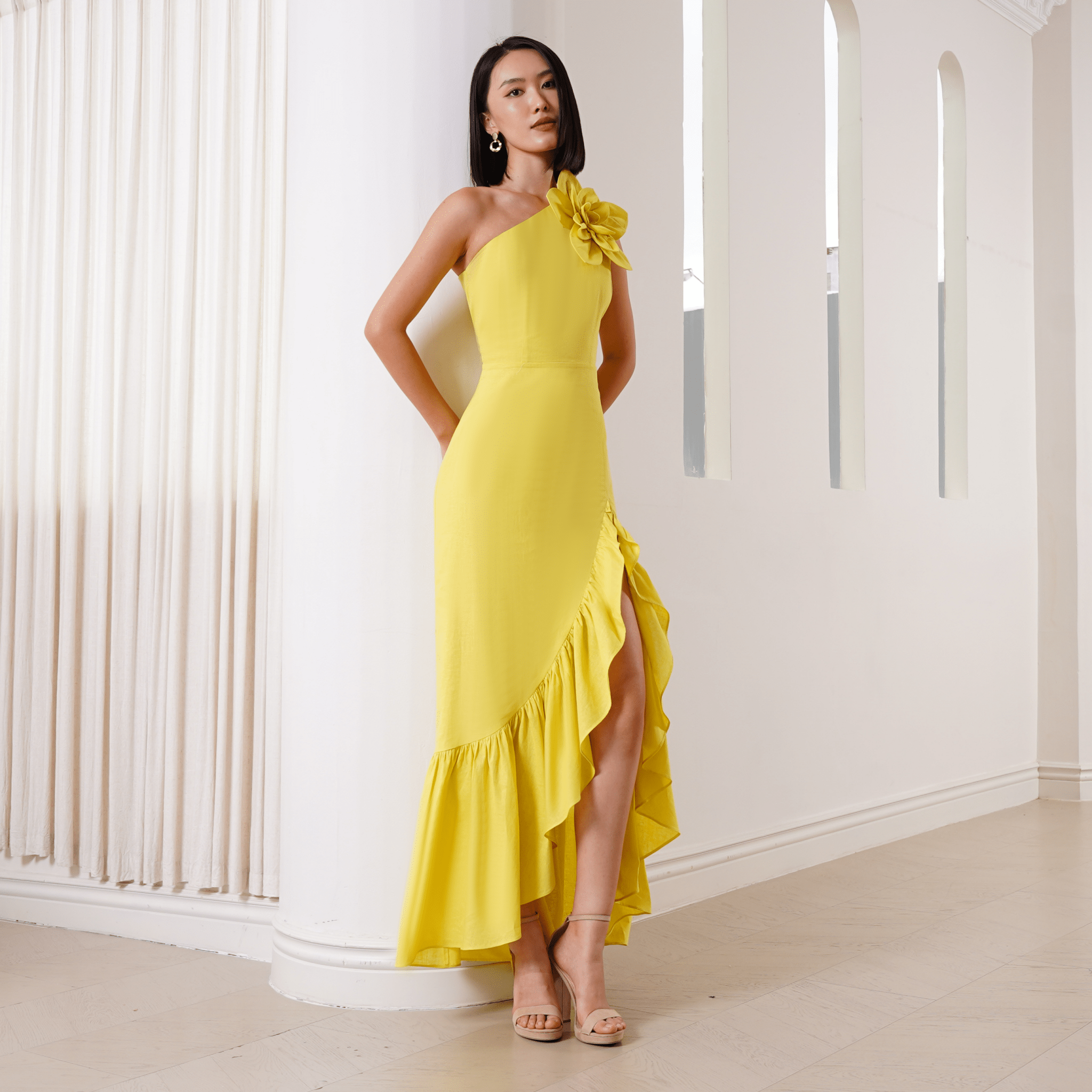 yumi kim jen linen dress ROCKY CHARTREUSE LINEN / XL Color:Forest Green Satin Sherri Hill 54983 S26 CARE shonajoy