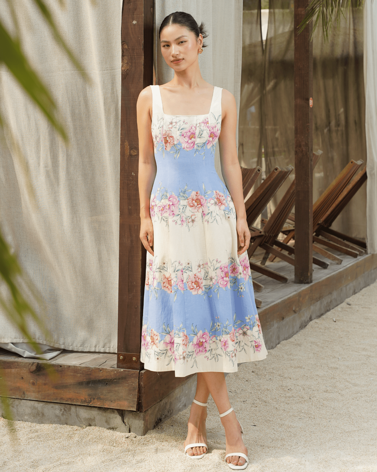 SIENNA LINEN DRESS LUSH COAST / XXS
