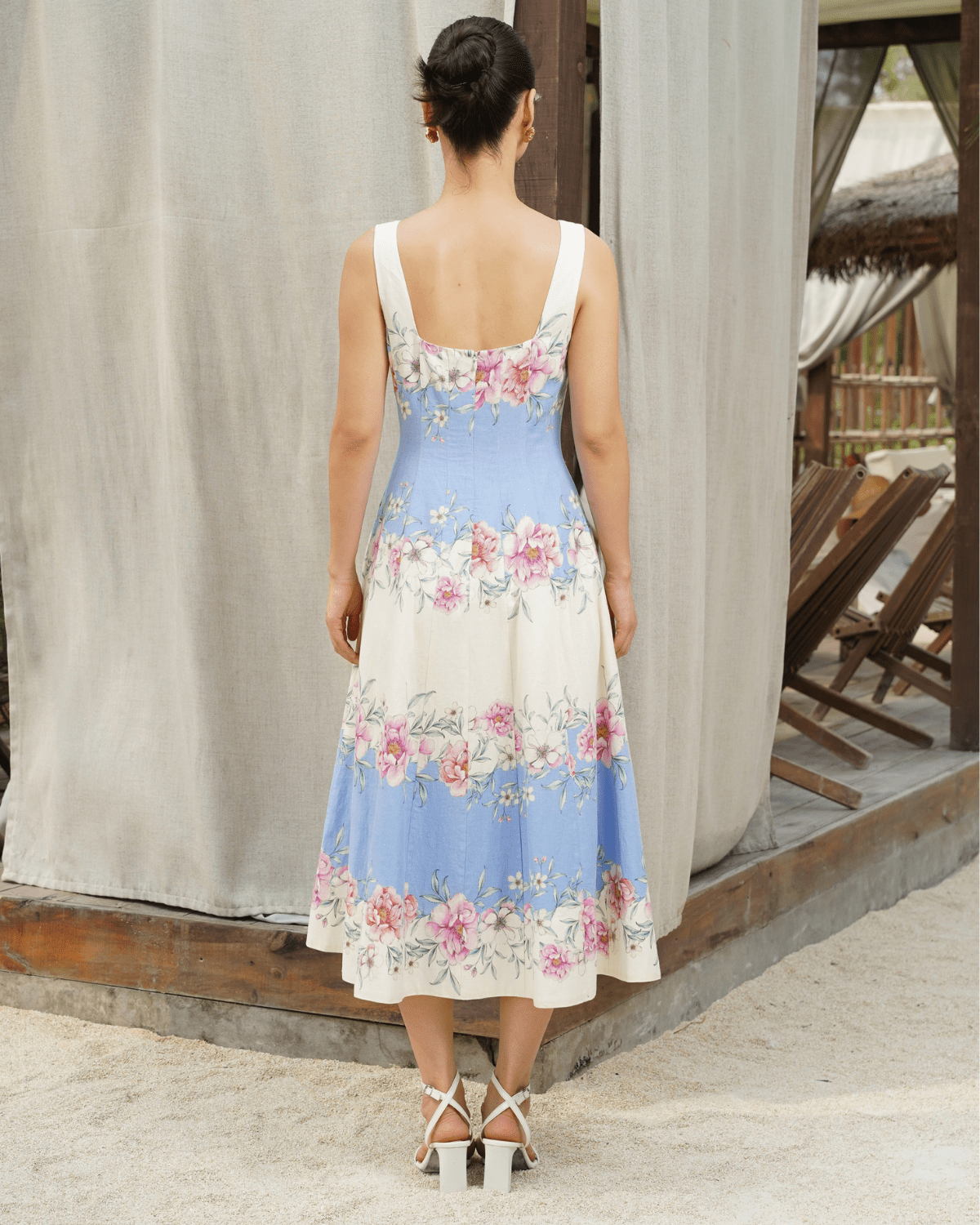 SIENNA LINEN DRESS LUSH COAST / XXS