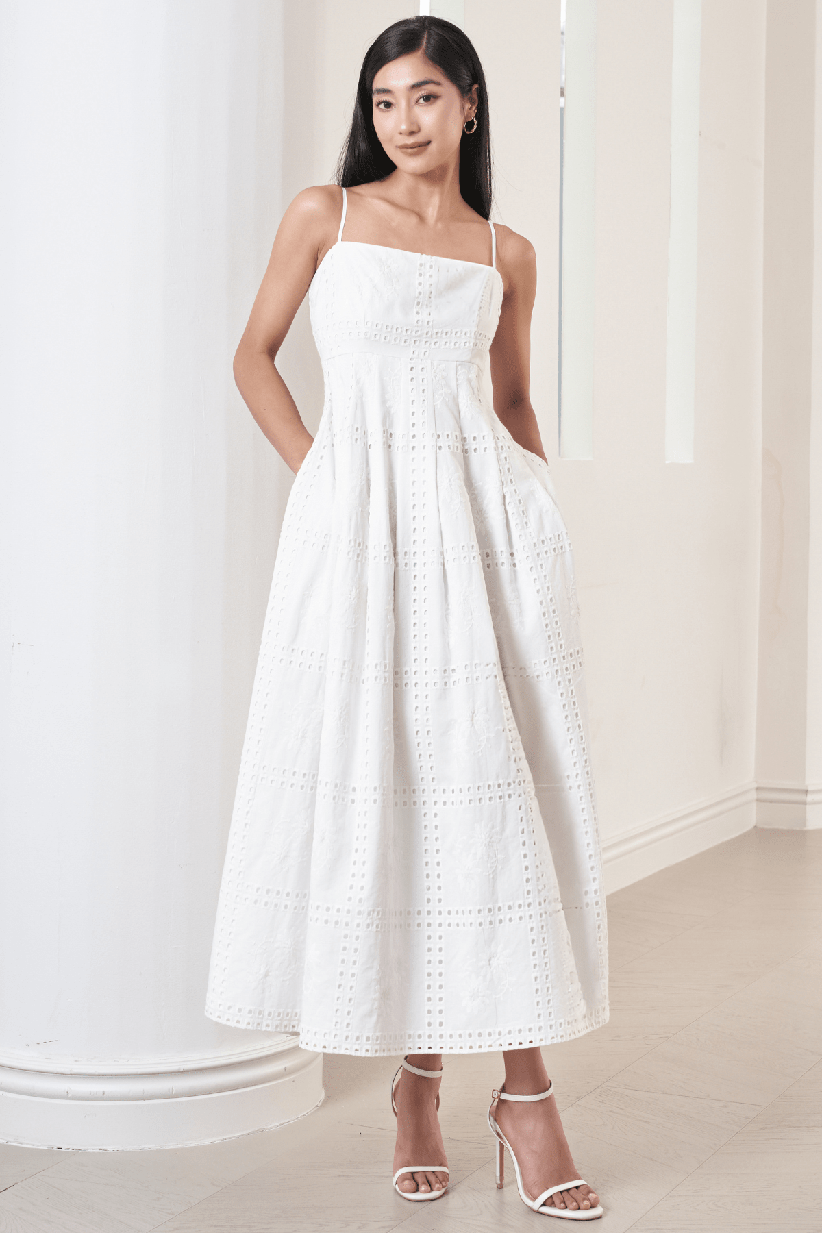 Yumi Kim Eyelet Midi Dress - White Yumi Kim Eyelet Midi Dress - White