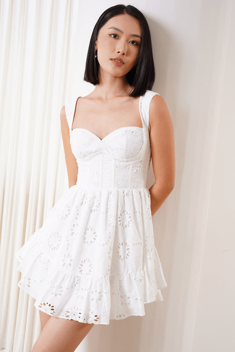 knee length dresses for ladies Lace Up Pailette Mini Dress – Kim Shui Studio main image 0