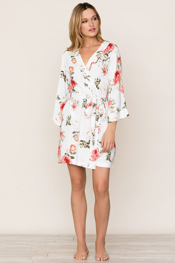 Dream Lover Wedding Day Robe by Yumi Kim. The kimono-inspired floral robe with True Love print is perfect for your bridesmaids on wedding day.
