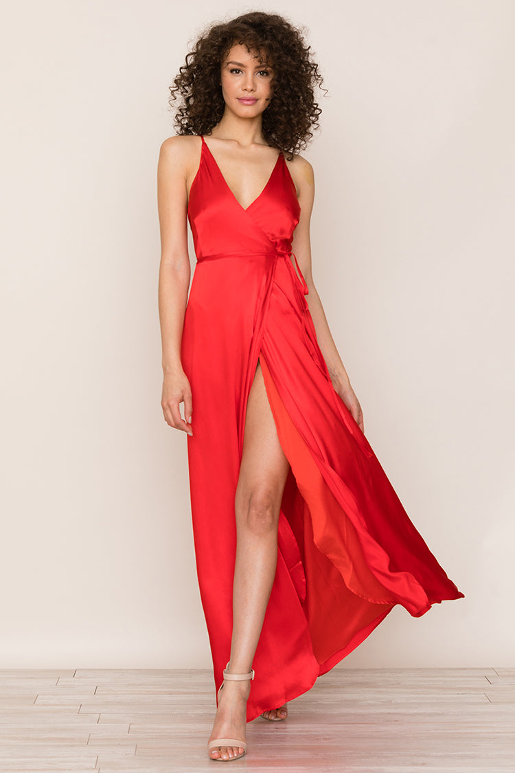 Rush Hour Red Maxi Dress | Satin Maxi Dress – YUMI KIM