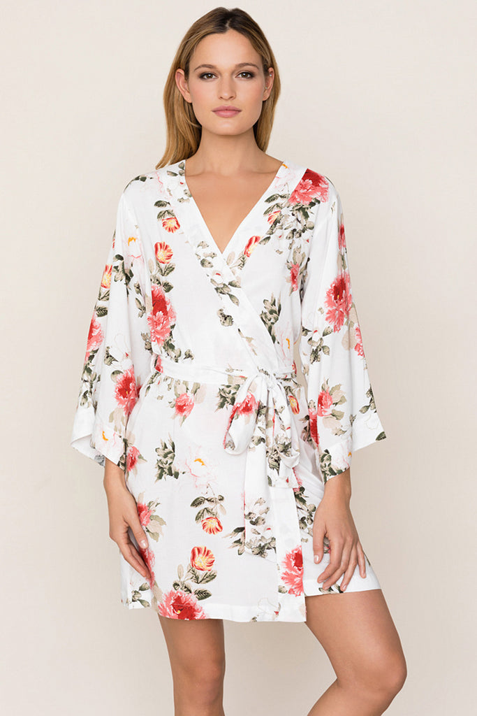 Dream Lover Wedding Day Robe by Yumi Kim. The kimono-inspired floral robe with True Love print is perfect for your bridesmaids on wedding day.
