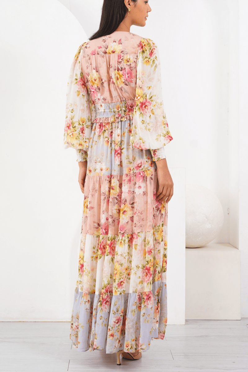 wide sleeve long dress Frida Maxi Dress Dazzling Garden / S