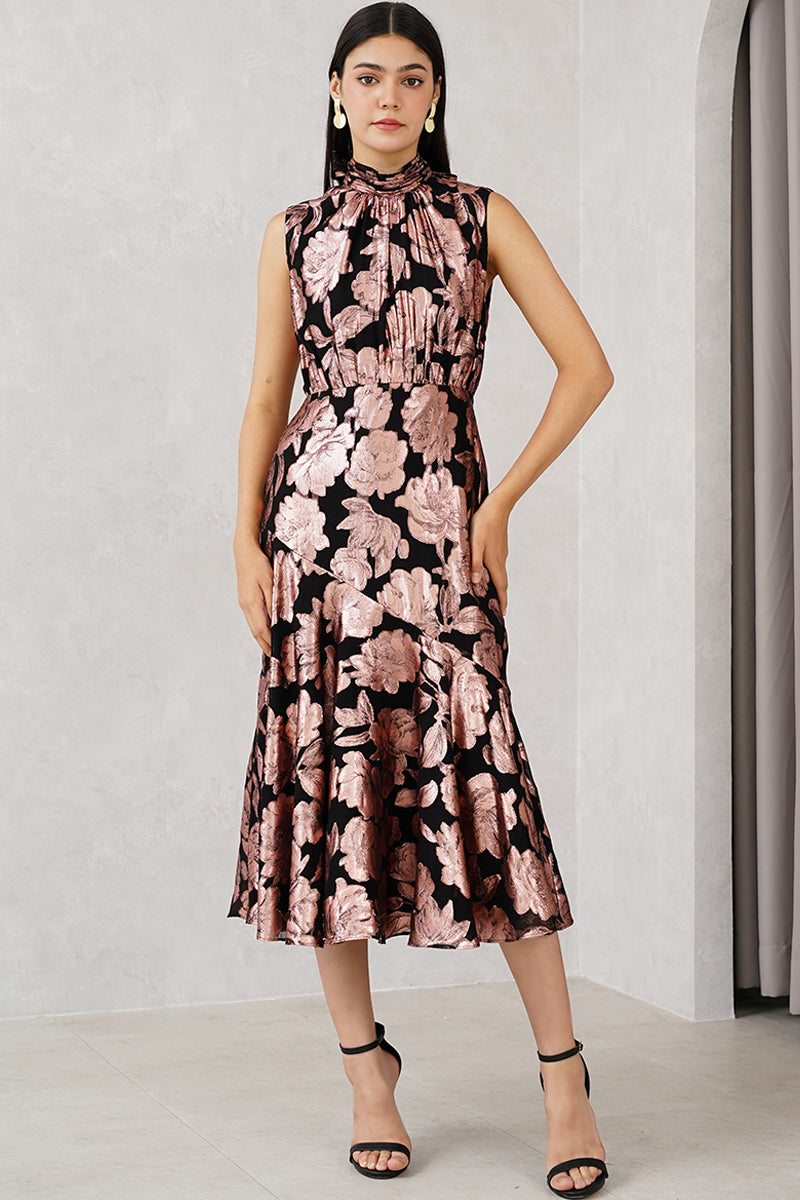 Yumi Kim Bellen Dress M Brocade Rose Black